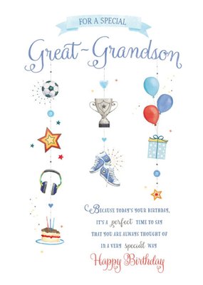 Illustrated Sentimental Verse Great Grandson Birthday Card