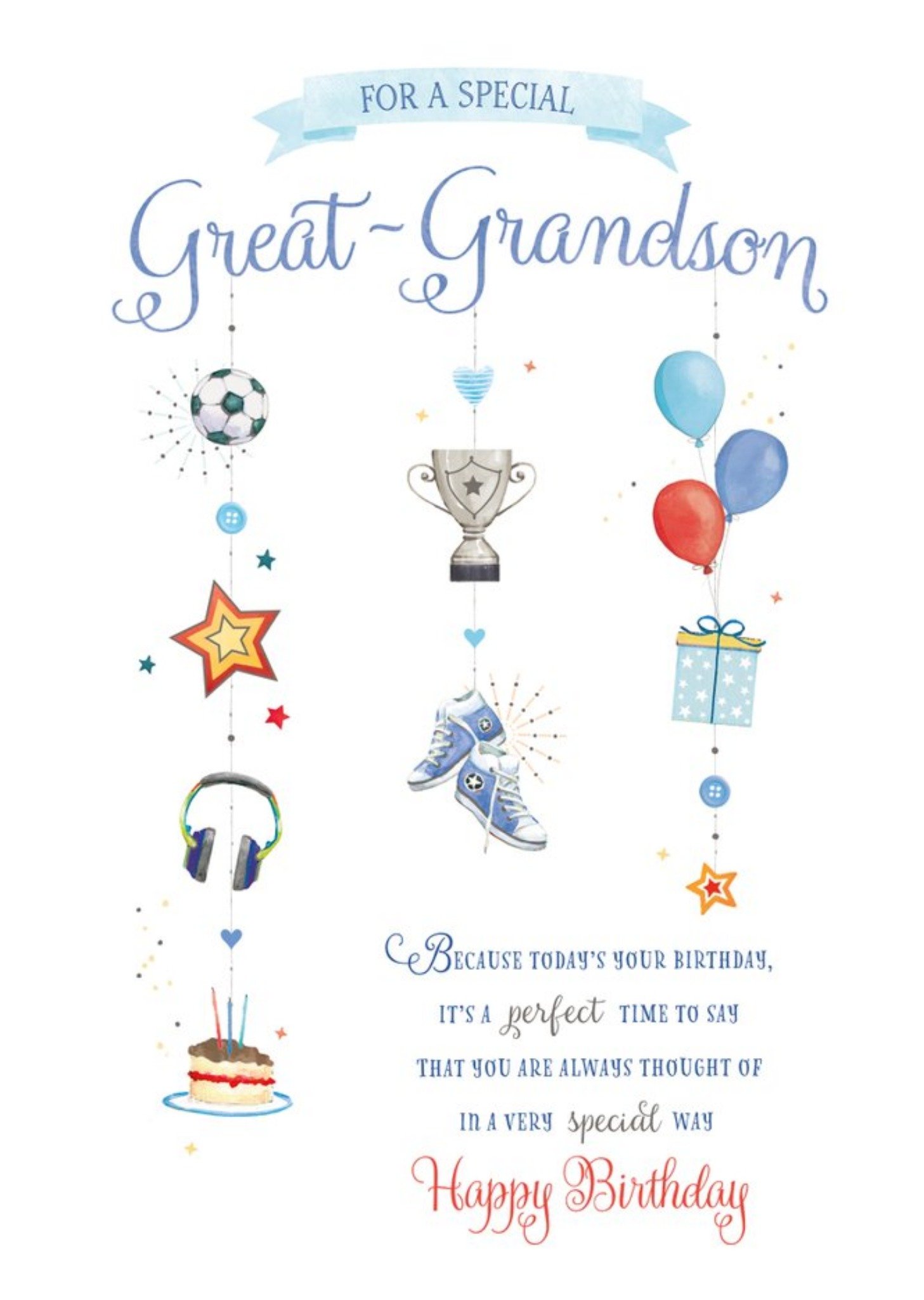 Illustrated Sentimental Verse Great Grandson Birthday Card Ecard