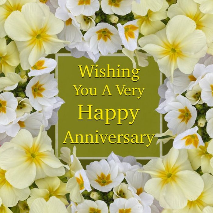Photographic Boarder of Flowers Anniversary Card