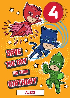 PJ Masks Birthday Card Save The Day on Your Birthday