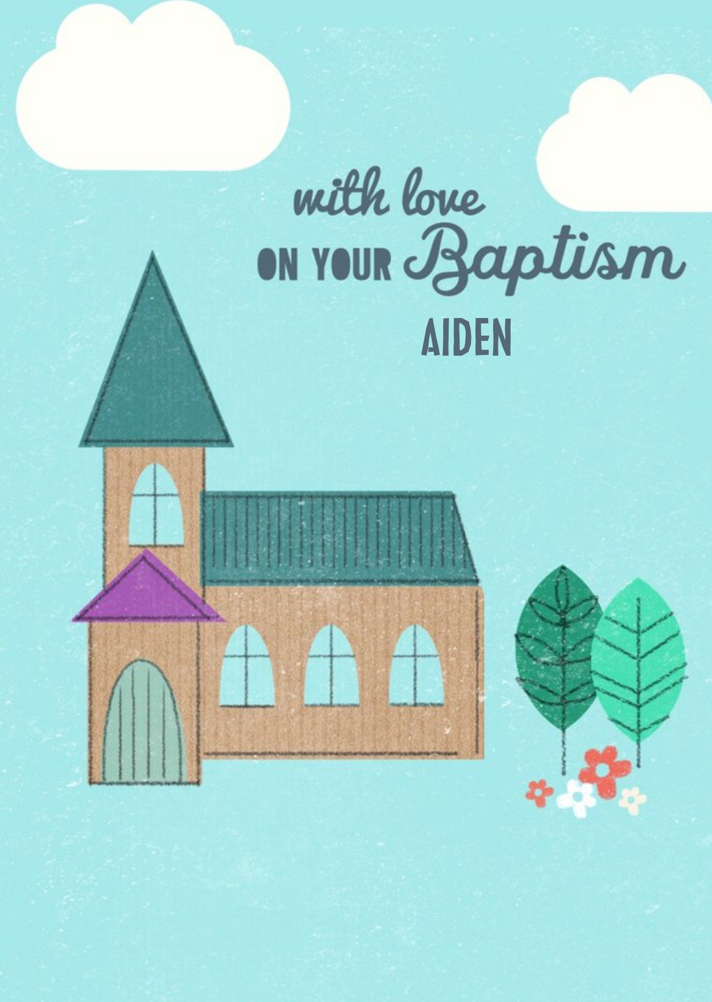 Editable Illustrative Church Baptism Card Ecard