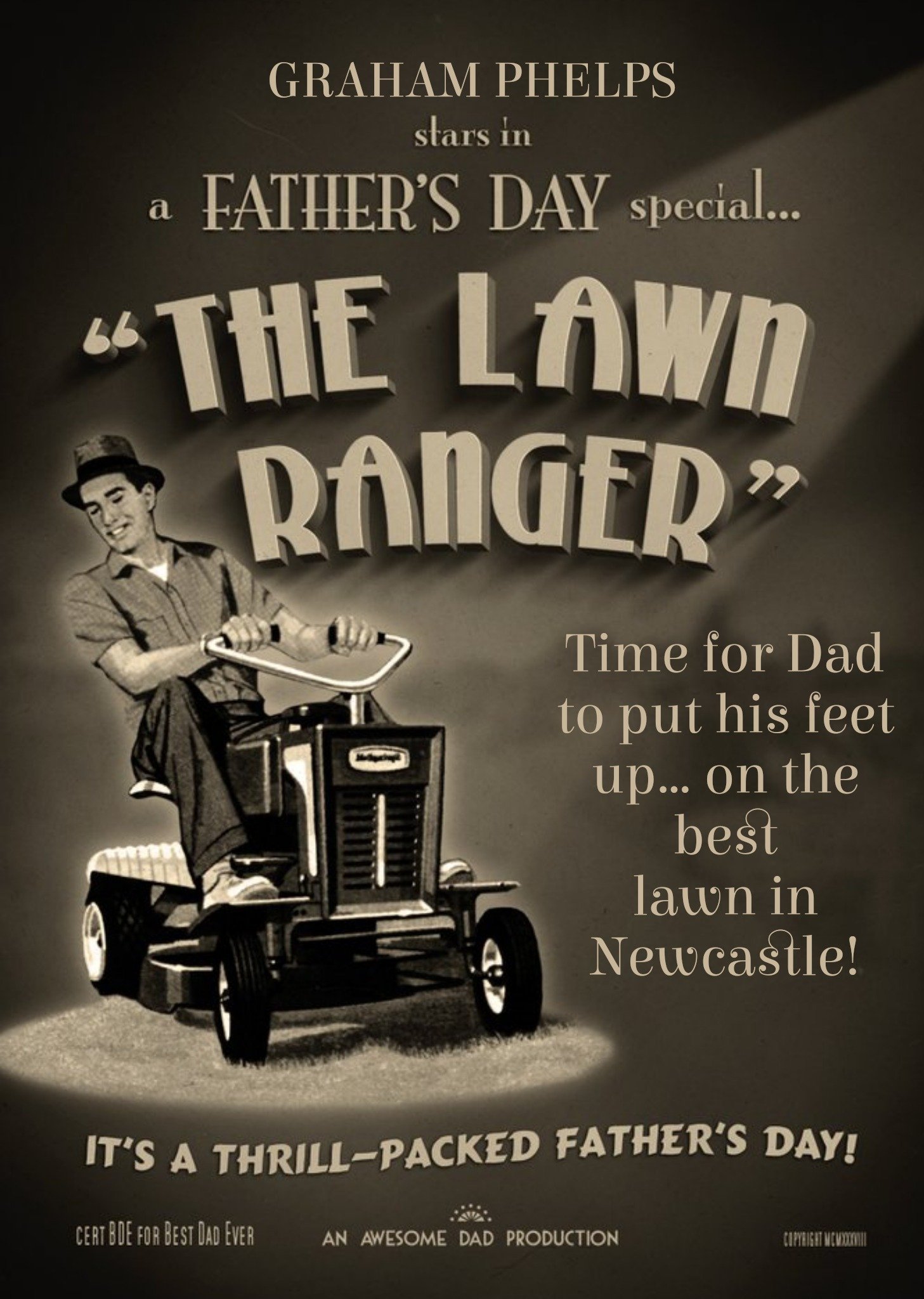 Film Noir The Lawn Ranger Father's Day Card Ecard