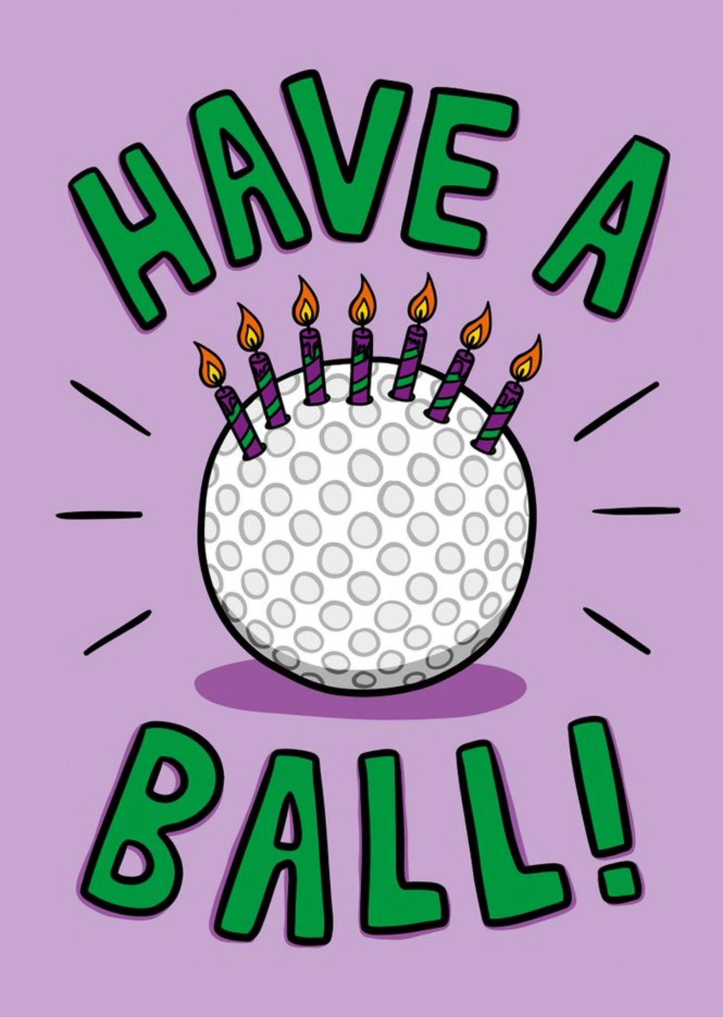 Moonpig Illustration Of A Golf Ball With Candles On Top Have A Ball Funny Pun Birthday Card, Large