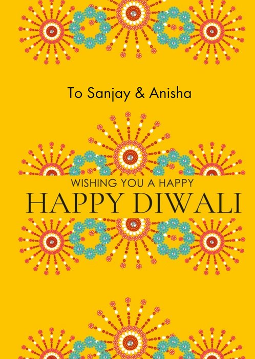 Bright Graphic Mandala Pattern - Happy, Happy Diwali Card