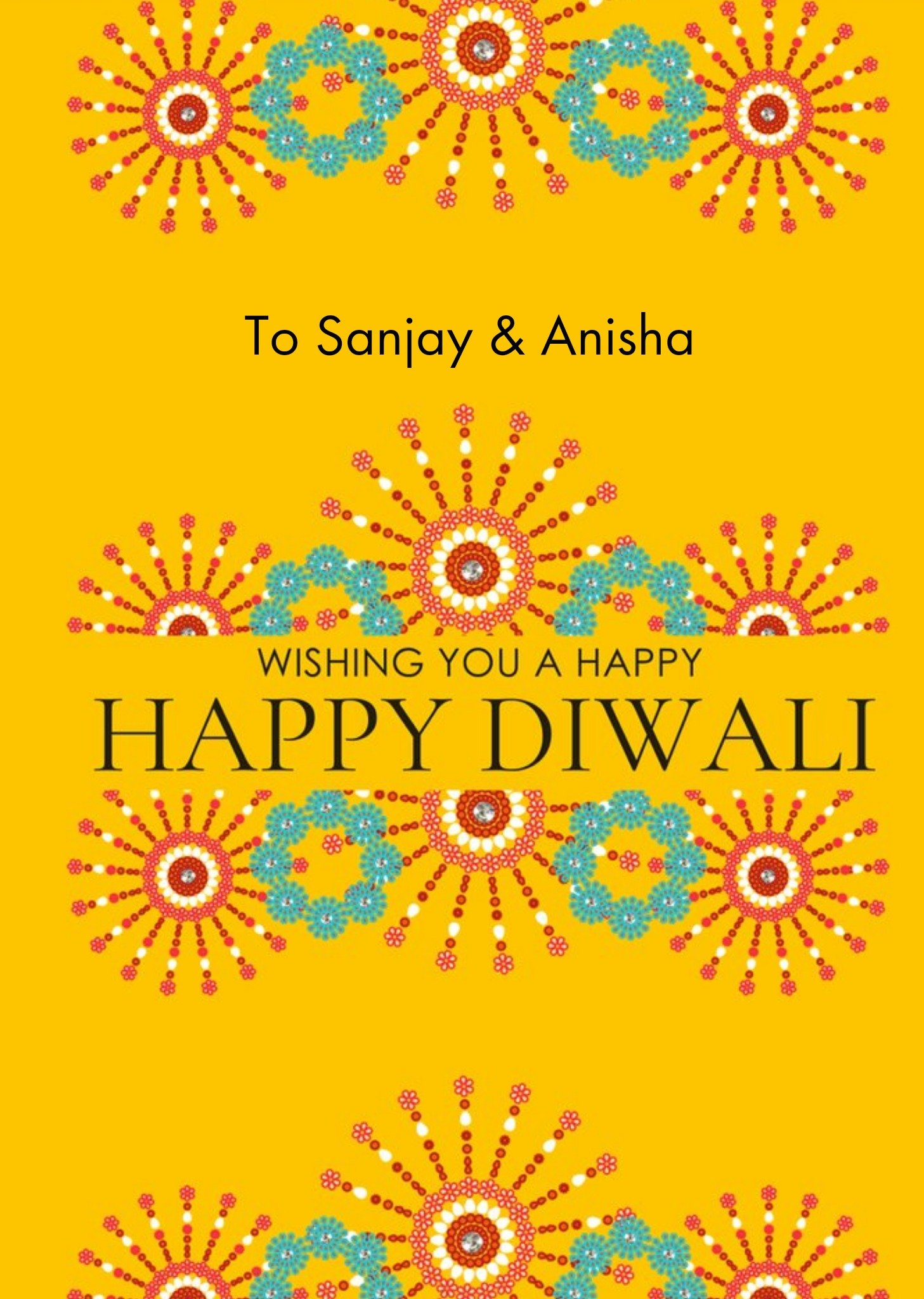 Moonpig Bright Graphic Mandala Pattern - Happy, Happy Diwali Card, Large