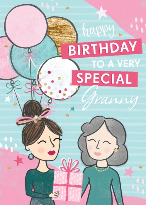 Celebration Birthday Balloons Party Themed Special Granny Birthday Card