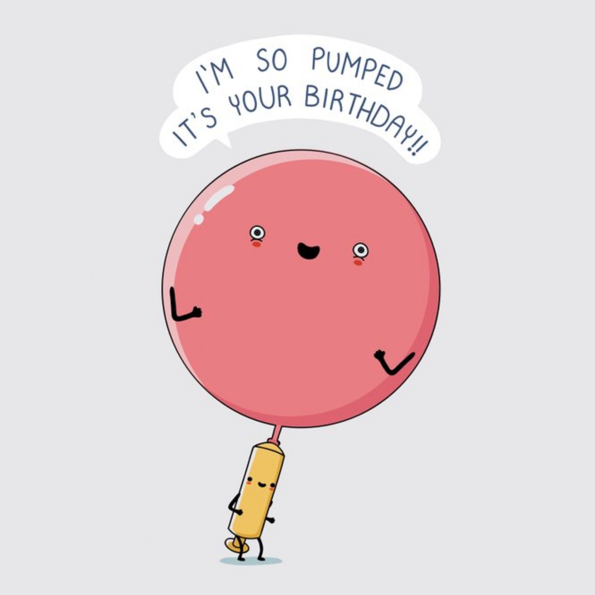 Moonpig Cute Cartoon Im So Pumped Its Your Birthday Card, Square