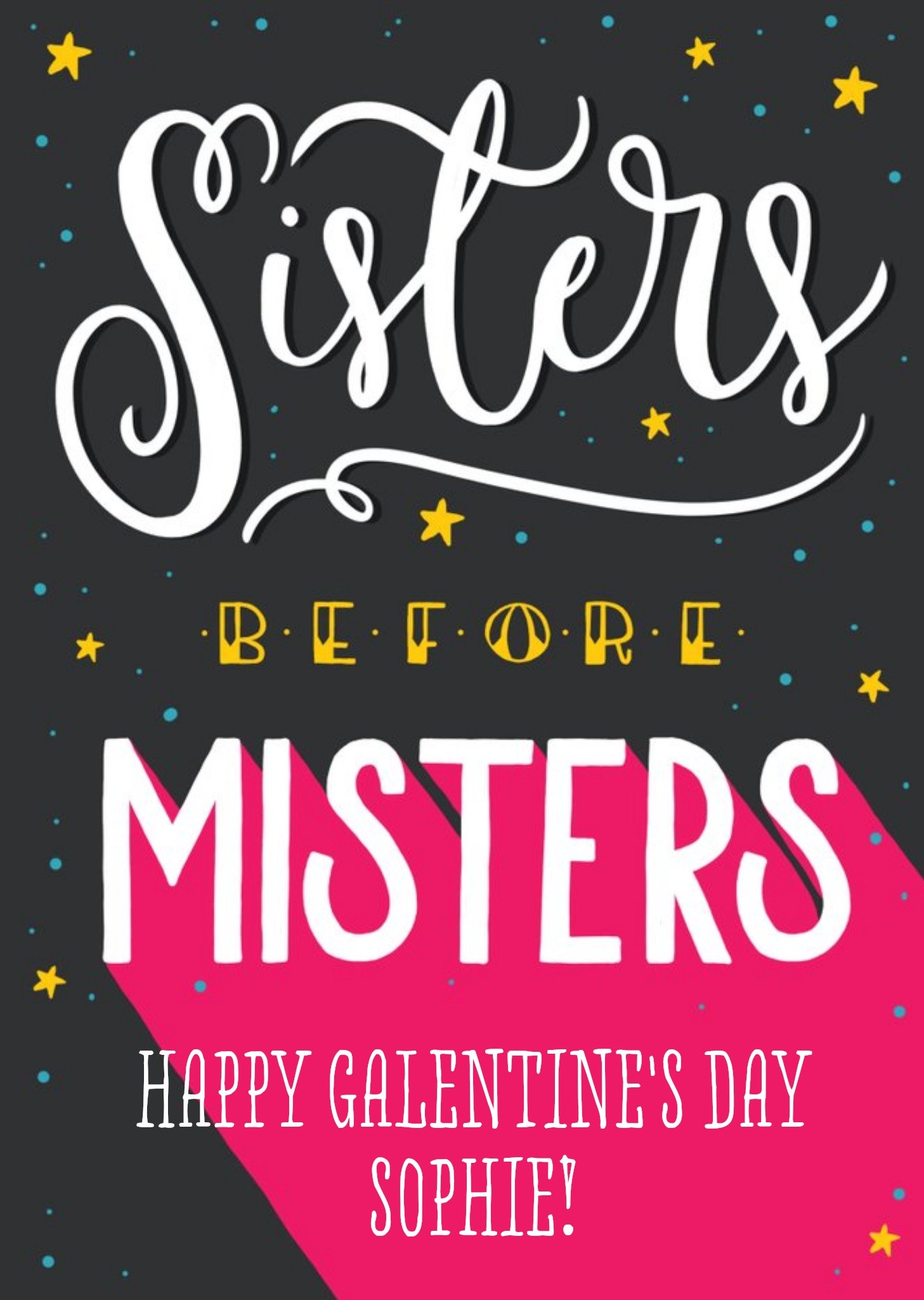 Moonpig Sisters Before Misters Personalised Happy Galentine's Day Card, Large