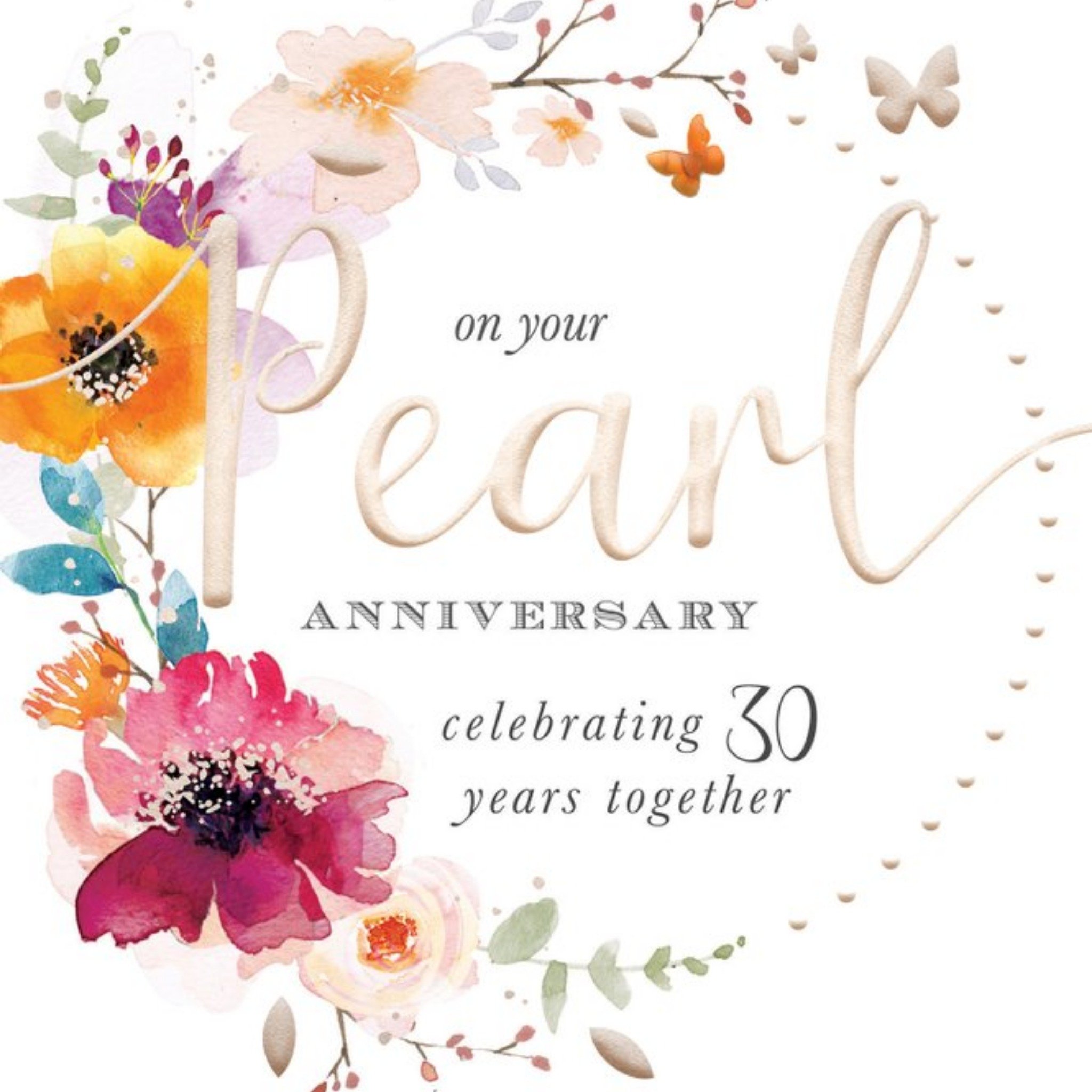 On Your Pearl Anniversary Celebrating 30 Years Card, Square