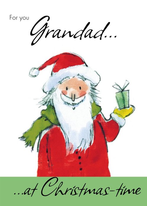 Illustration of Father Christmas Modern Christmas Card for Grandad