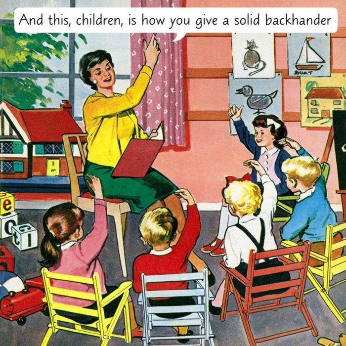 Backhander Lesson Vintage Artwork Card