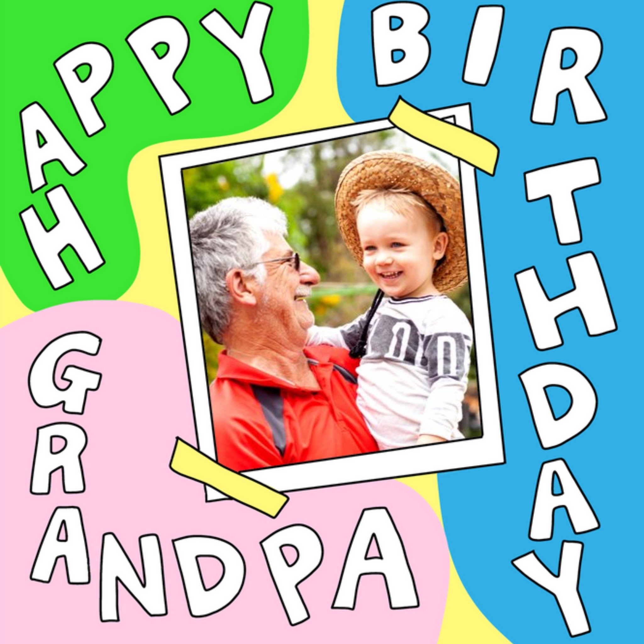 Aleisha Earp Fun Colourful Photo Frame Grandpa Birthday Card, Square