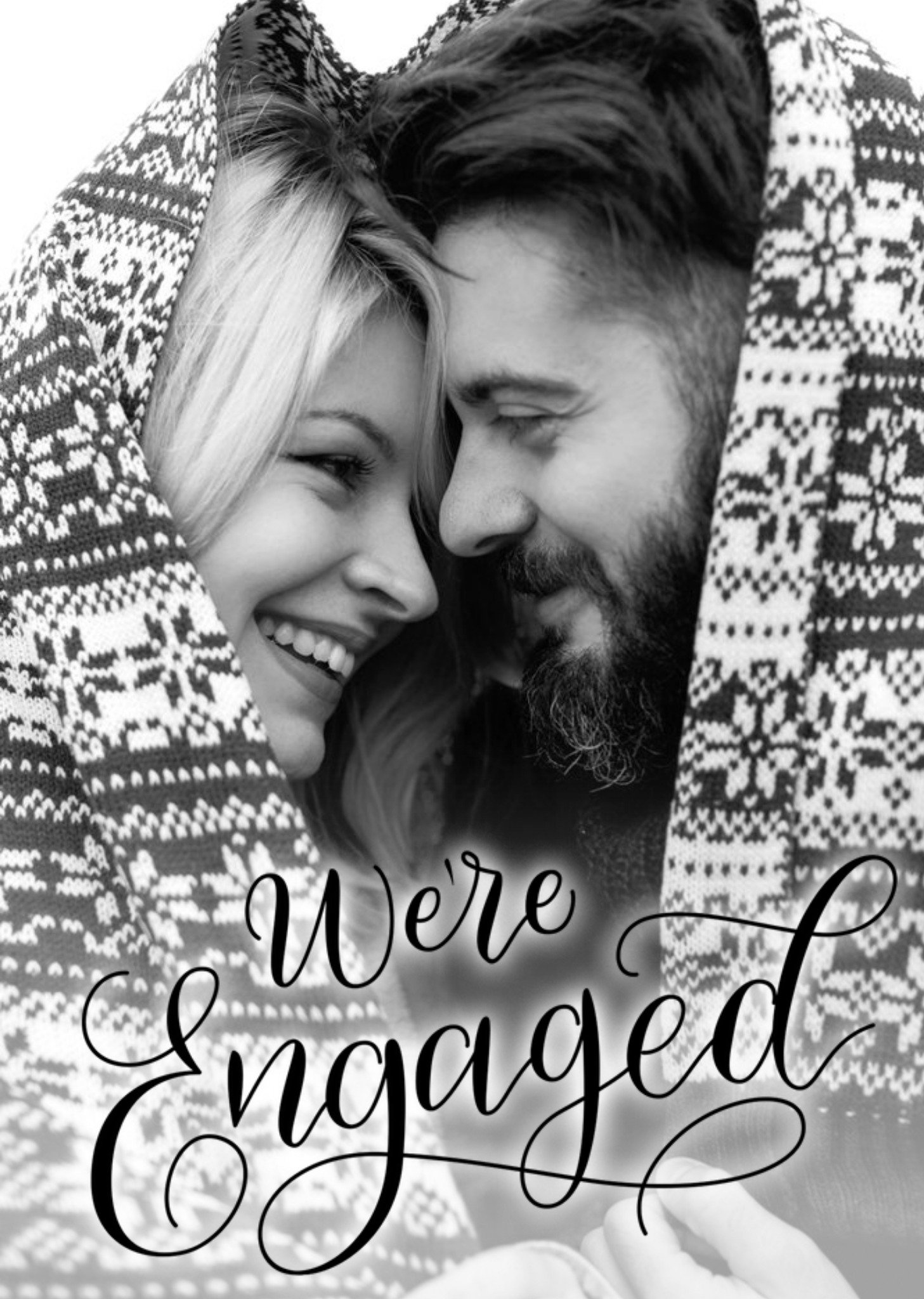 Were Engaged Script Font Photo Upload Card Ecard