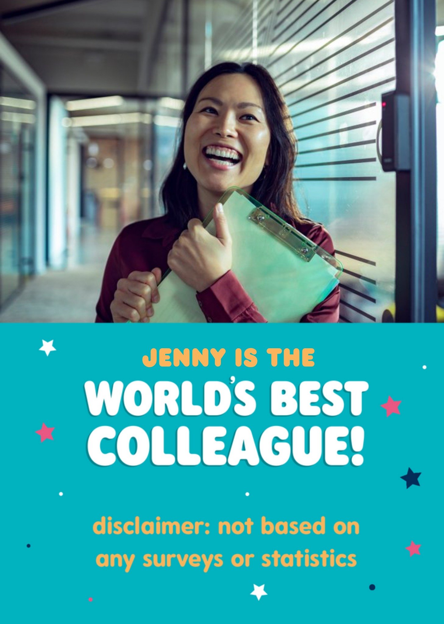 Simple Typographic Design World's Best Colleague Photo Upload Card Ecard