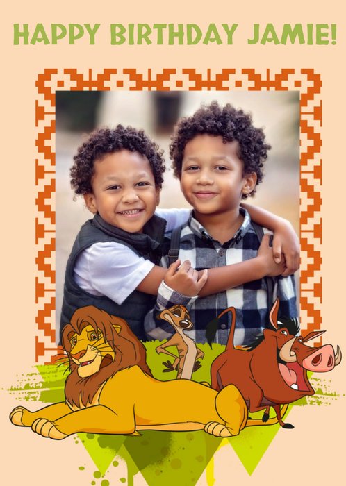 Disney Lion King Happy Birthday Photo Card - Simba, Timon and Pumba
