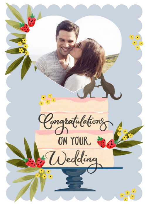 Okey Dokey Cake Photo Upload Sweet Wedding Card