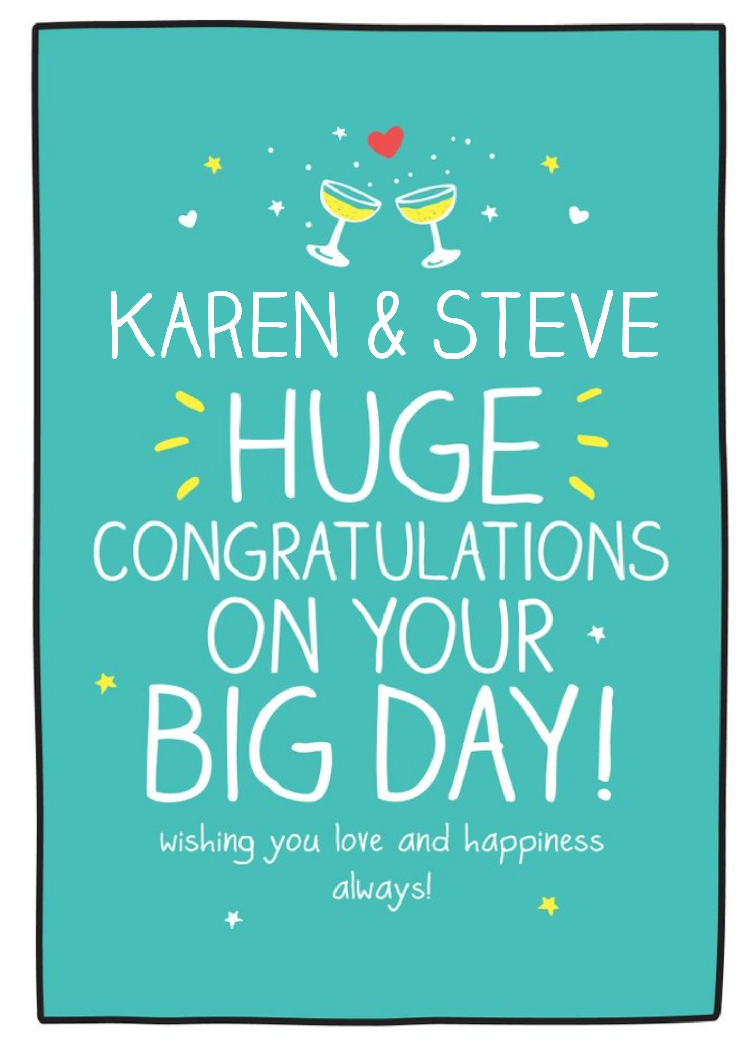 Moonpig Happy Jackson Typographic Congratulations On Your Big Day Wedding Card Ecard