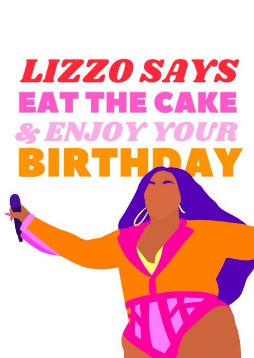 Floillustrate Illustrated Lizzo Colourful Lettering Cake Funny Card