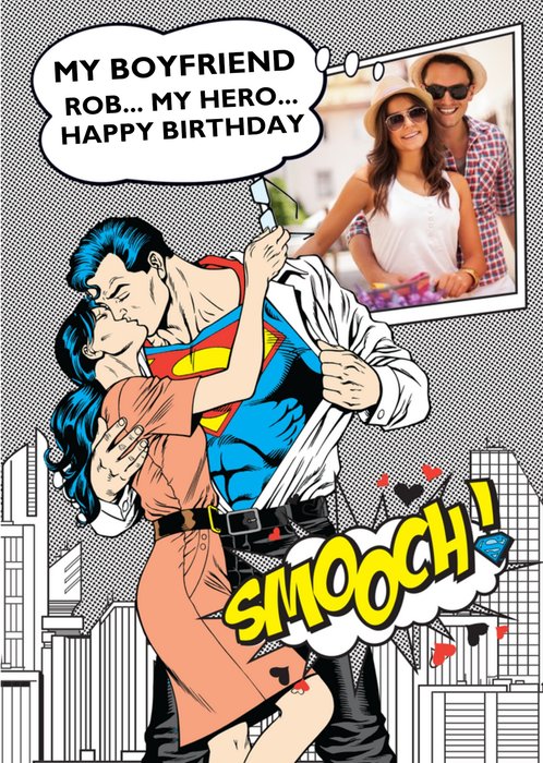 Superman My Hero Personalised Photo Upload Happy Birthday Card