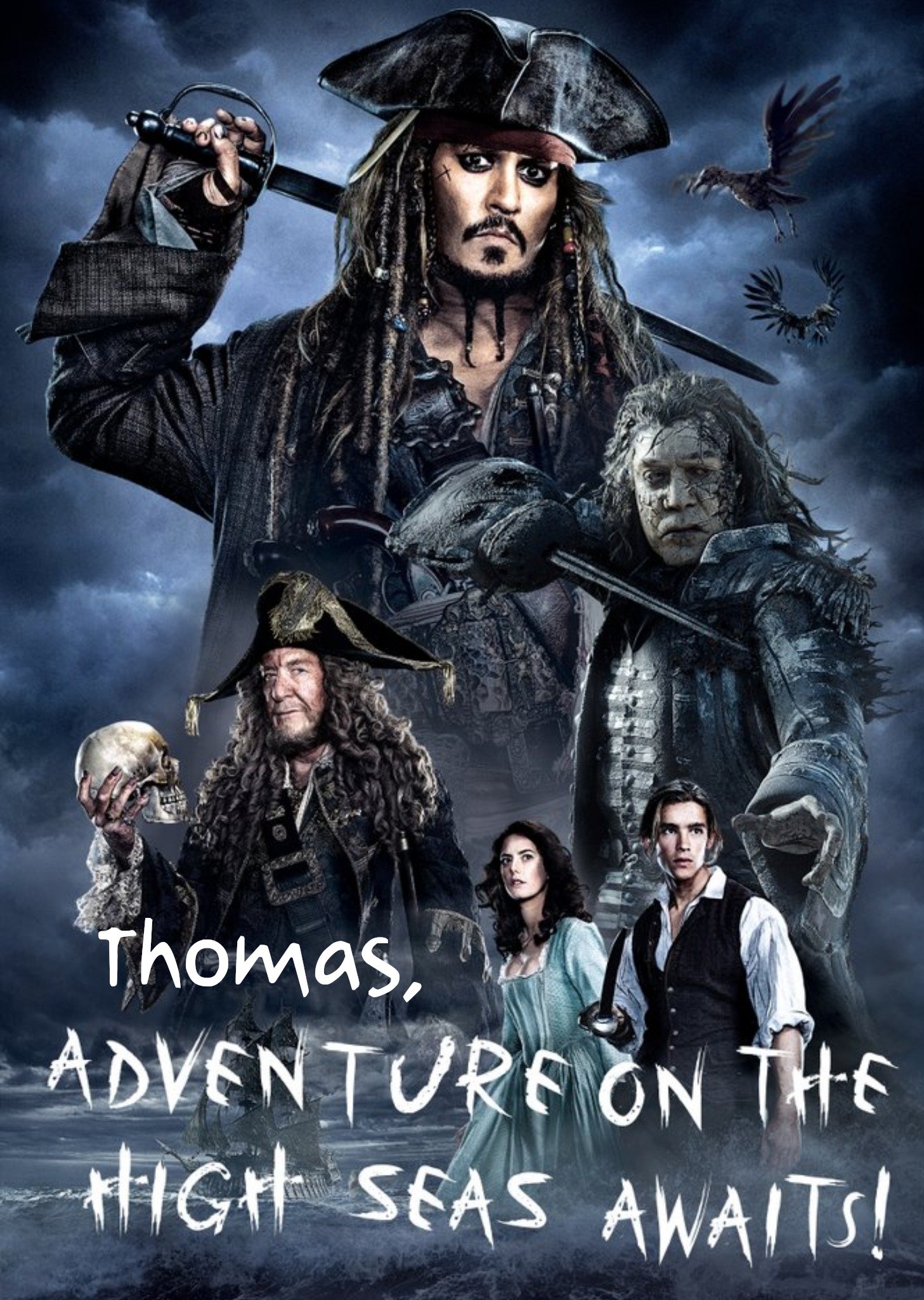 Disney Pirates Of The Caribbean Adventure Awaits Personalised Card, Large