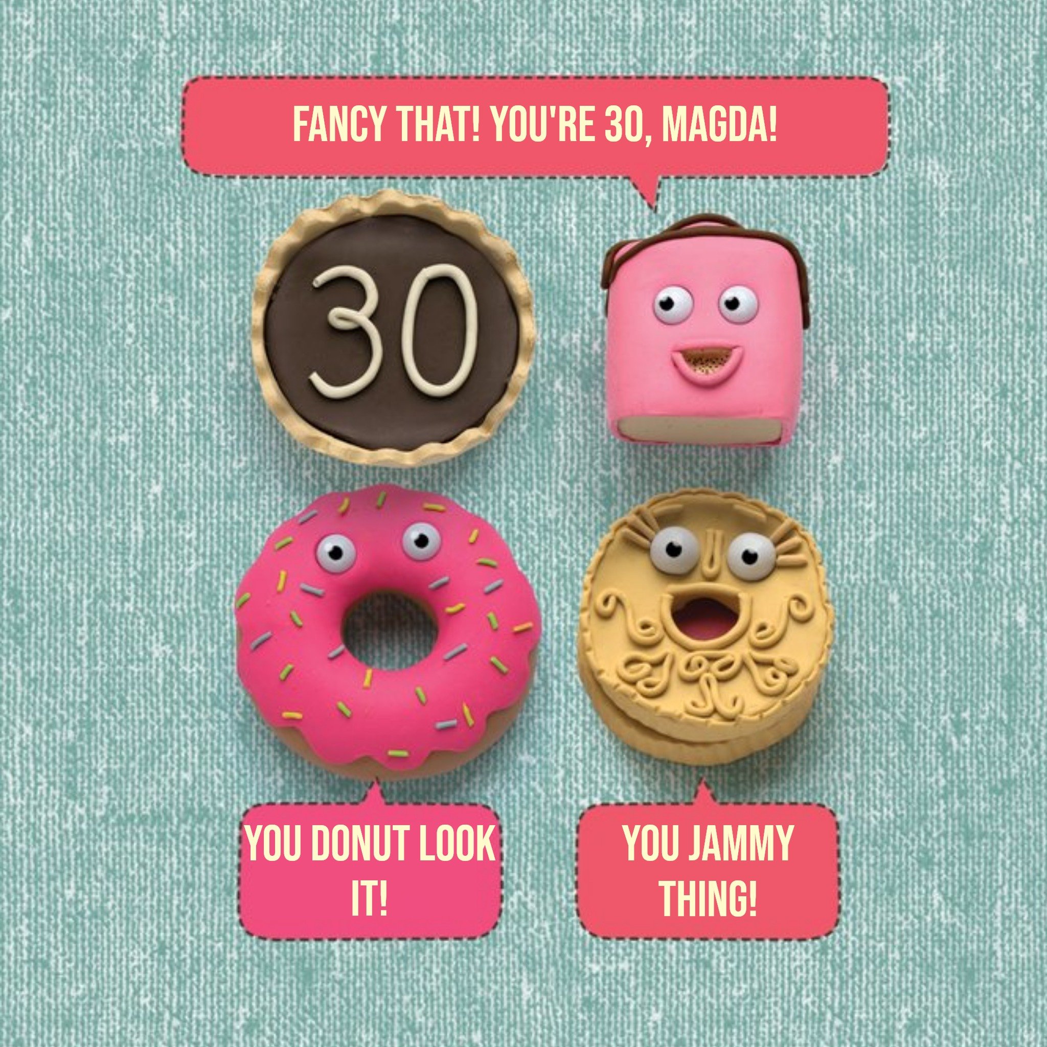 Moonpig Cake Jokes Personalised Happy 30th Birthday Card, Large