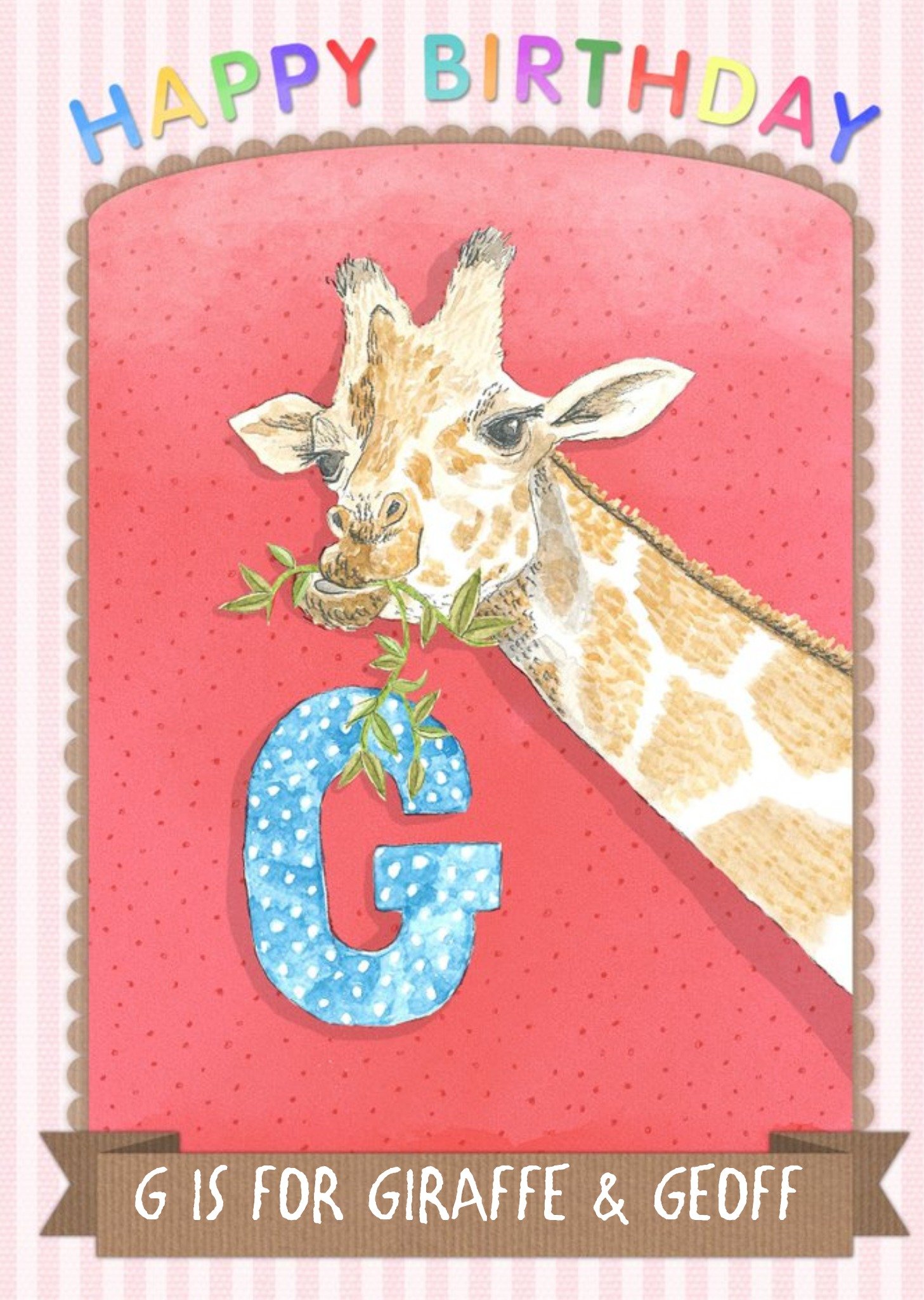 Moonpig Alphabet Animal Antics G Is For Personalised Happy Birthday Card Ecard