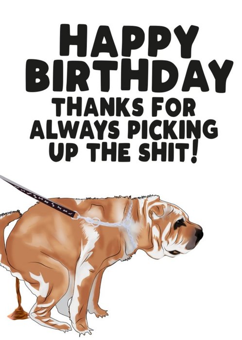 Thanks for Always Picking Up The Shit Dog Happy Birthday Card