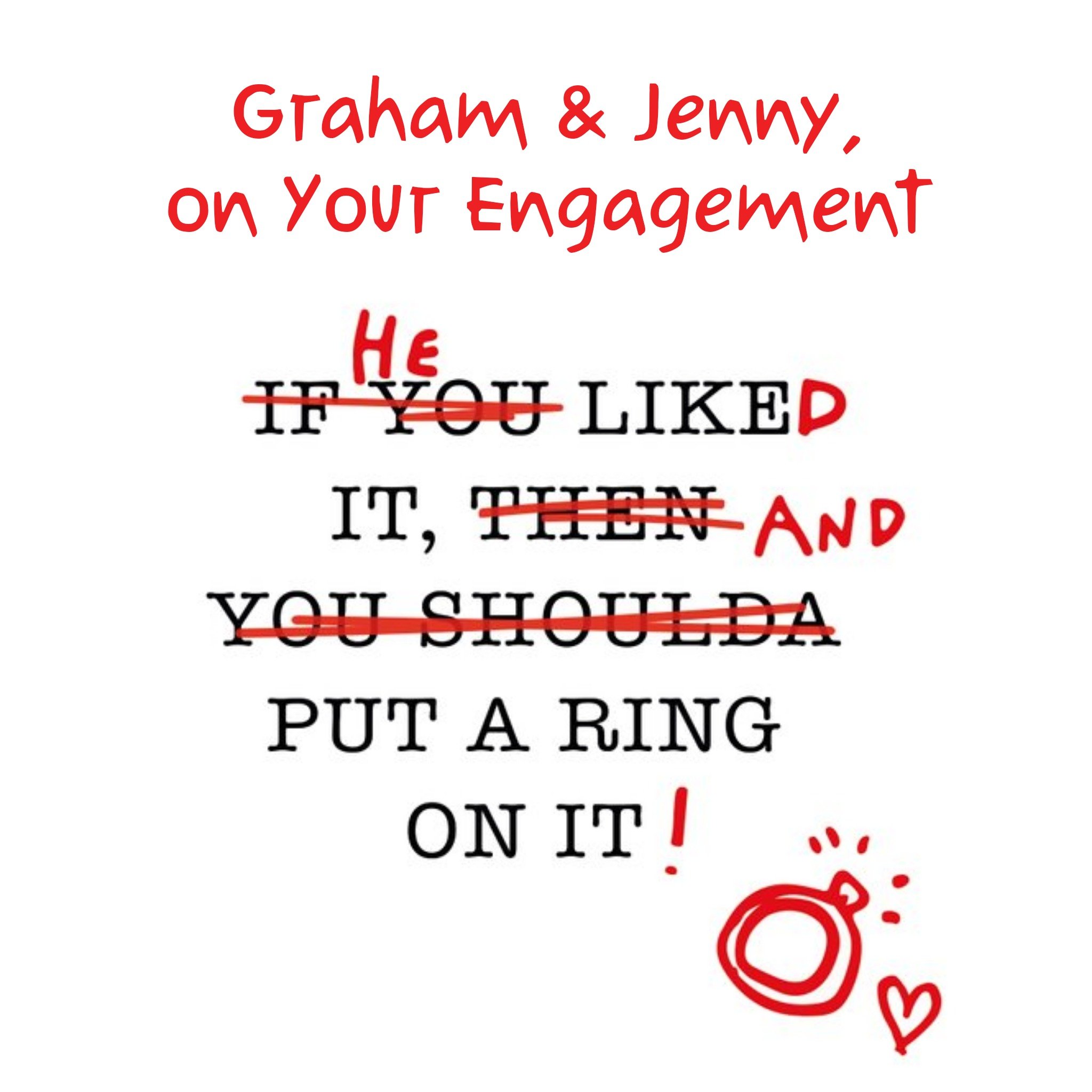 Moonpig Anon Sense He Put A Ring On It Engagement Card, Large