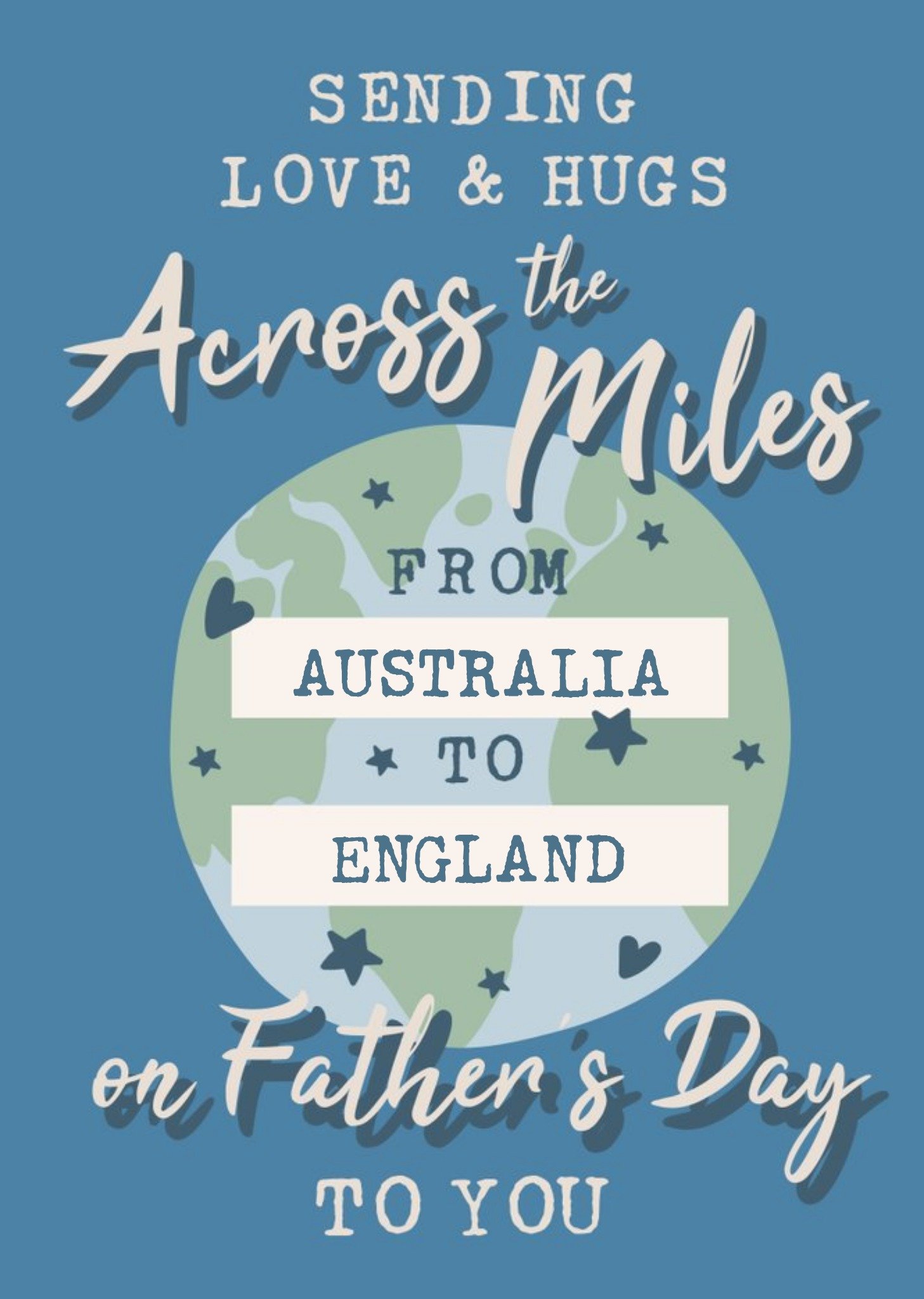 Love And Hugs Across The World Father's Day Card