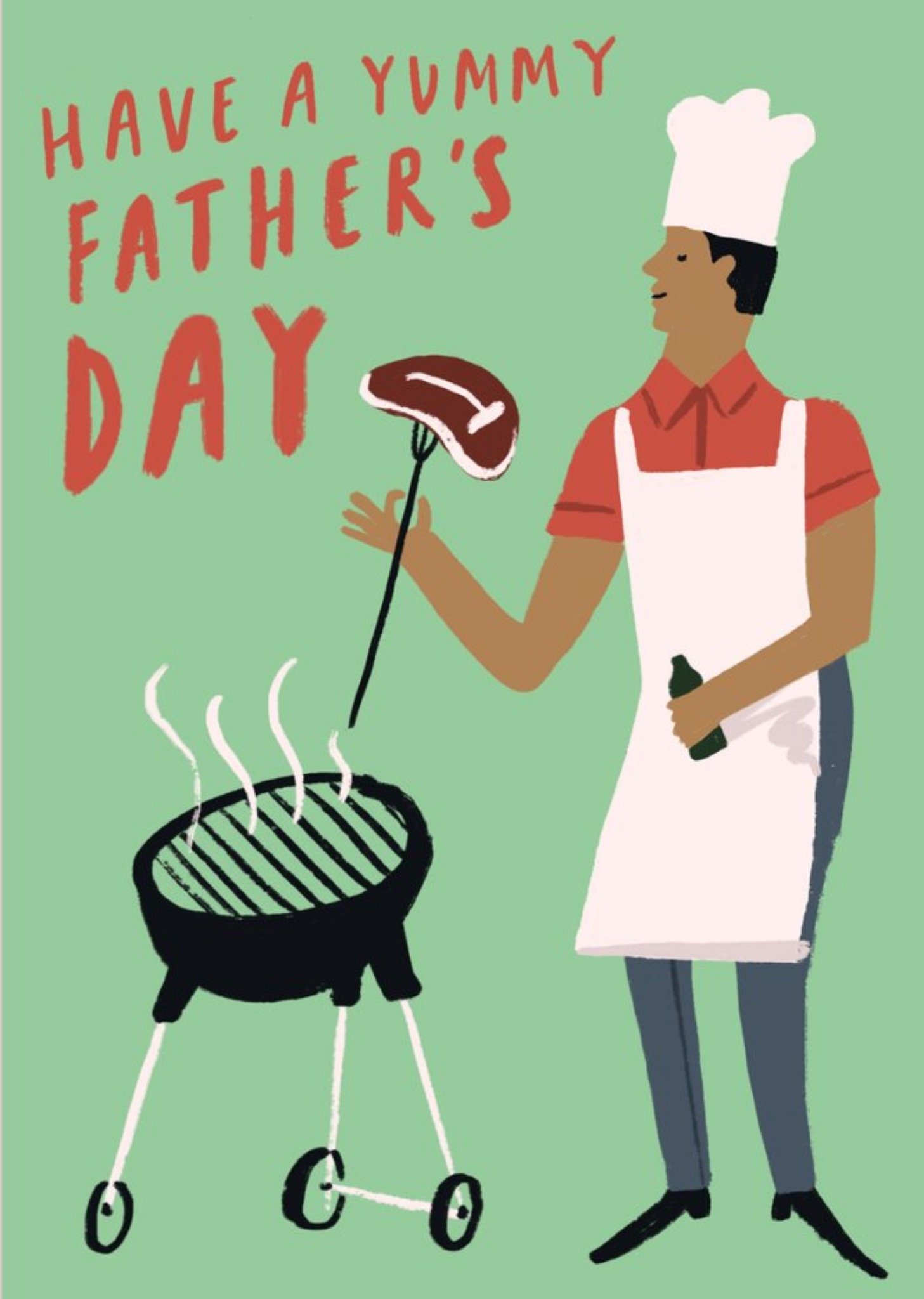 Moonpig Illustration Of A Man Cooking Meat On A Barbeque Father's Day Card Ecard