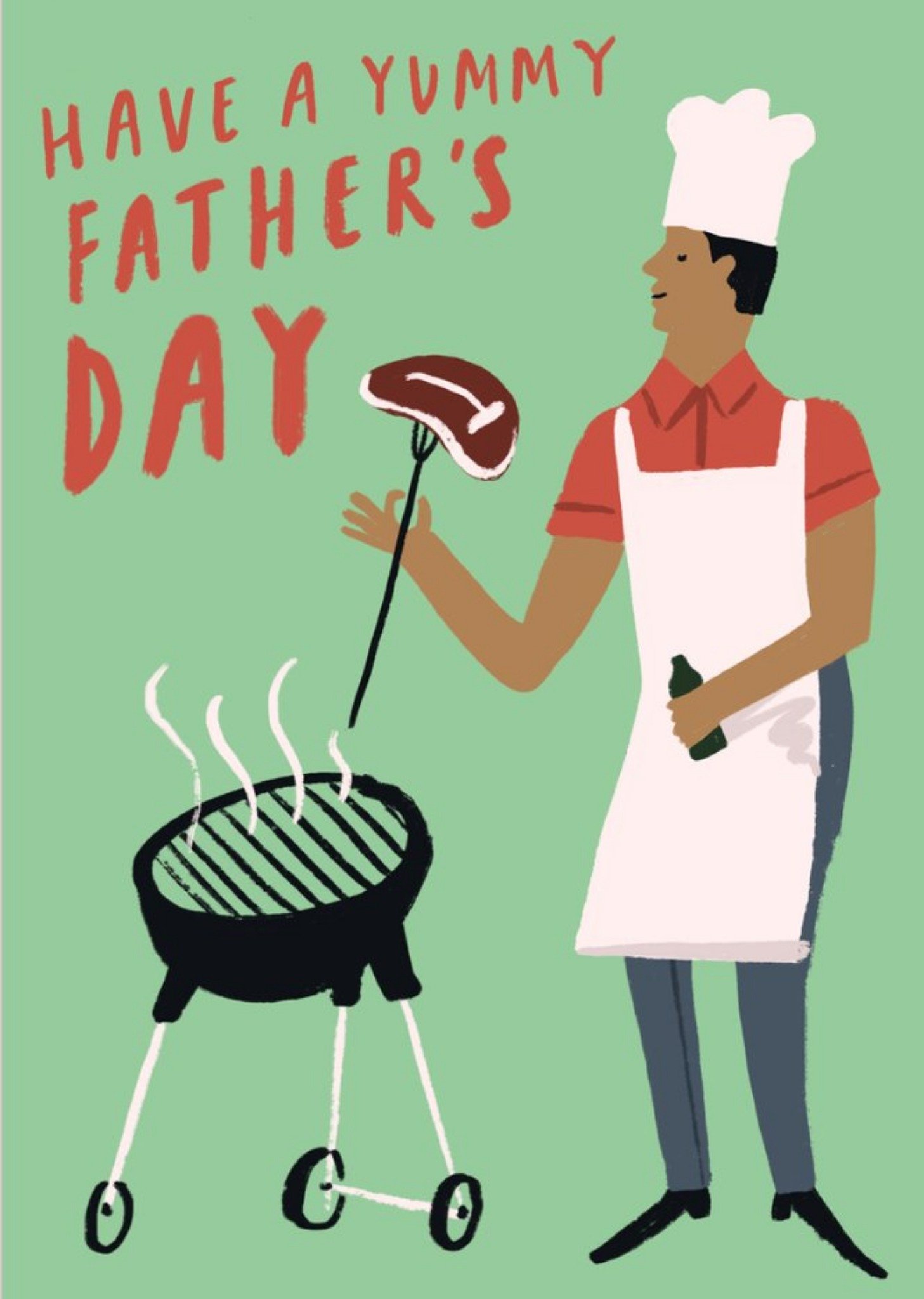 Illustration Of A Man Cooking Meat On A Barbeque Father's Day Card Ecard