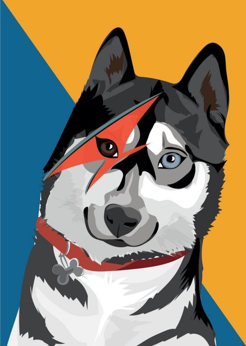 Illustrated Glam Rockstar Husky Dog Card