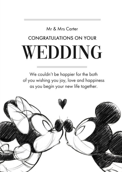 Disney Mickey And Minnie Mouse Wedding Card