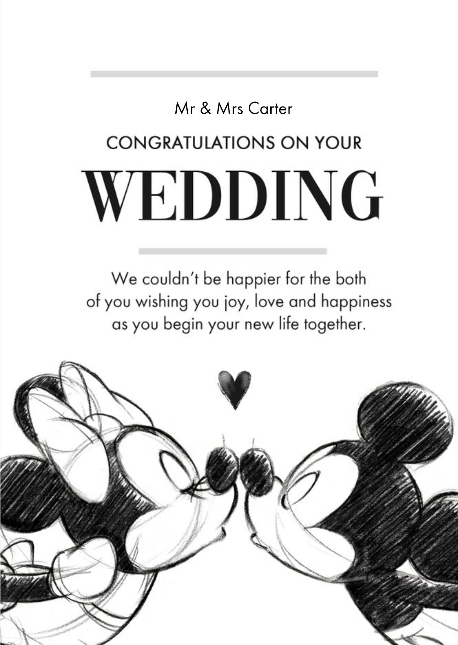 Mickey Mouse Disney Mickey And Minnie Mouse Wedding Card, Large
