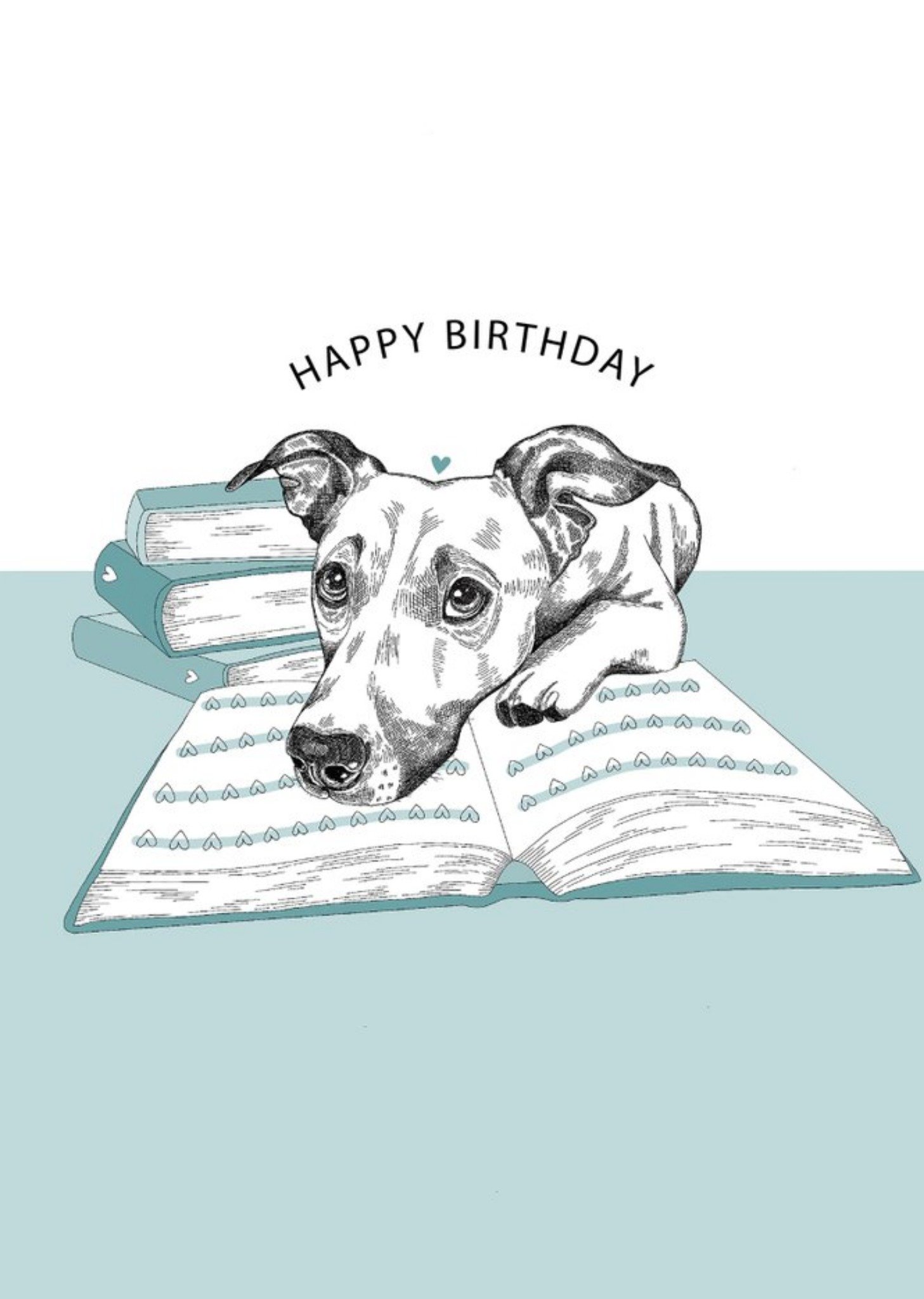 Modern Cute Dog Illustration Book Lover Birthday Card Ecard