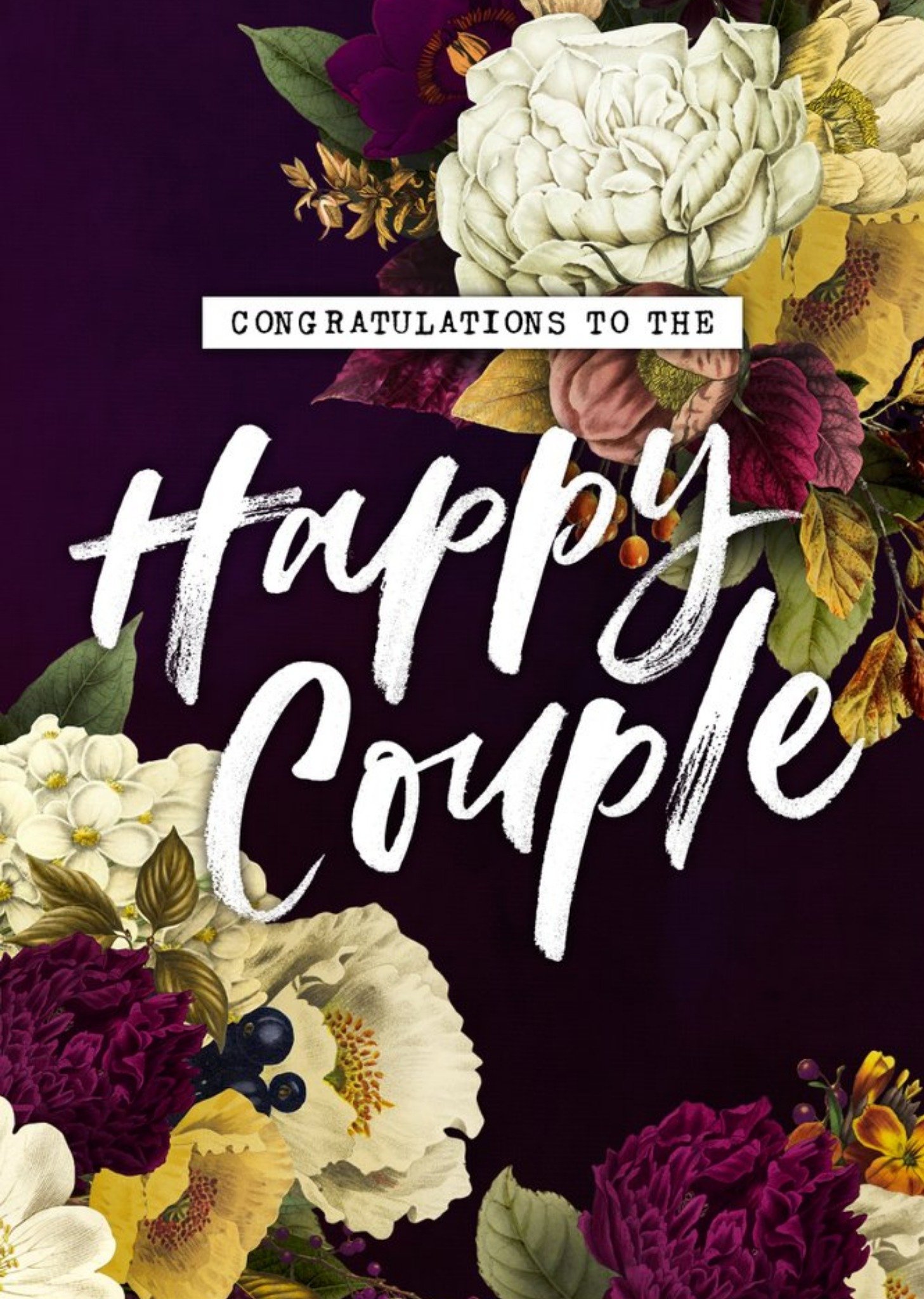 Moonpig Belles Fleurs Floral Congratulations Wedding Card, Large