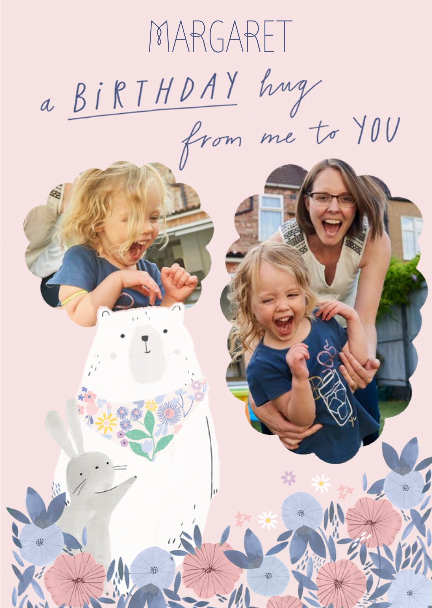 Moonpig Double Photo Upload Birthday Hug Birthday Card Ecard
