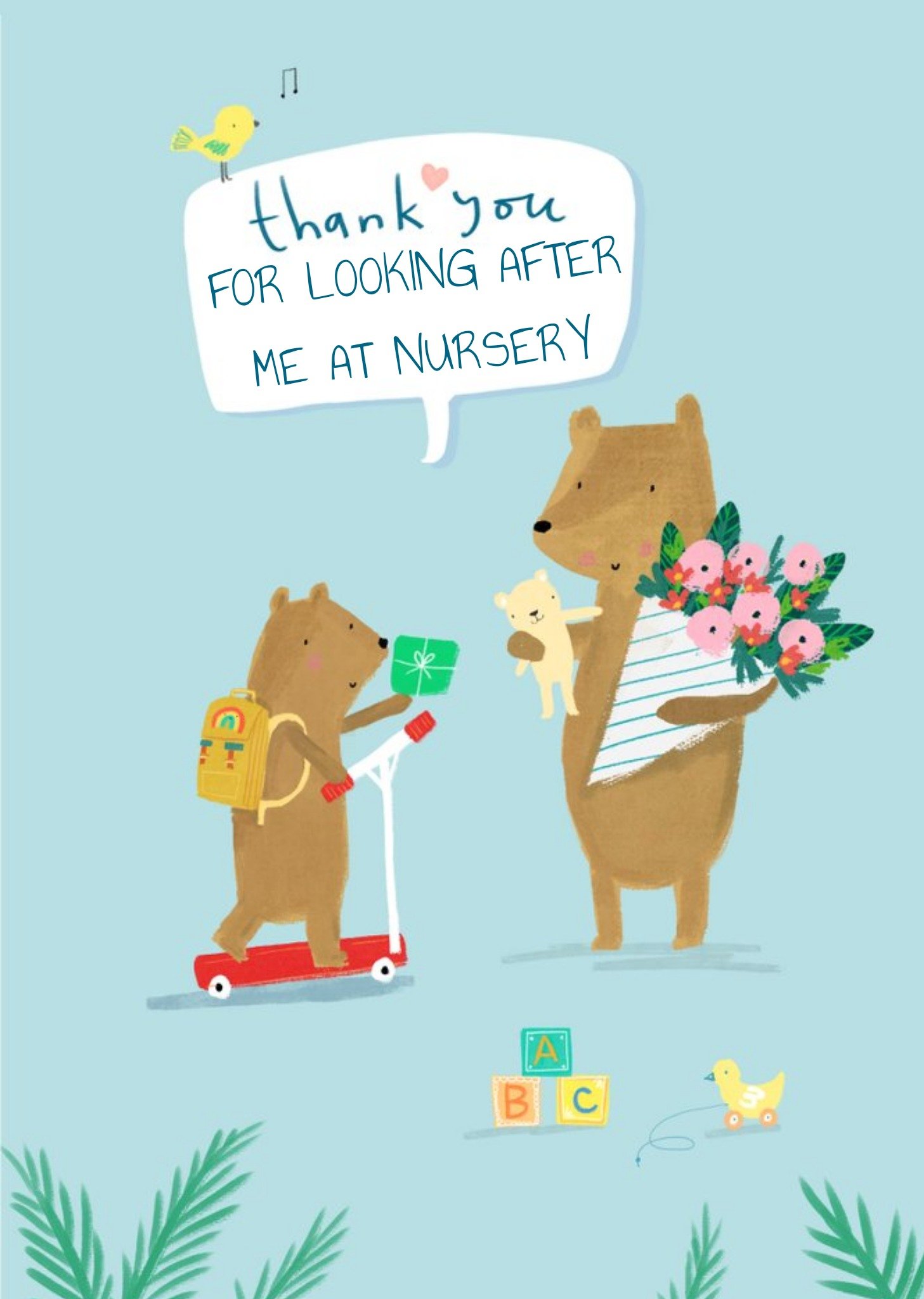 Moonpig Colette Barker Bears Nursey Gift Thank You Card, Large