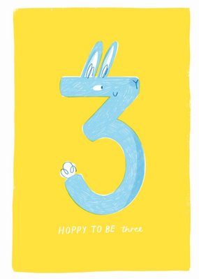 Jess Rose Illustration Cute Rabbit Hoppy To Be Three Baby Third Card