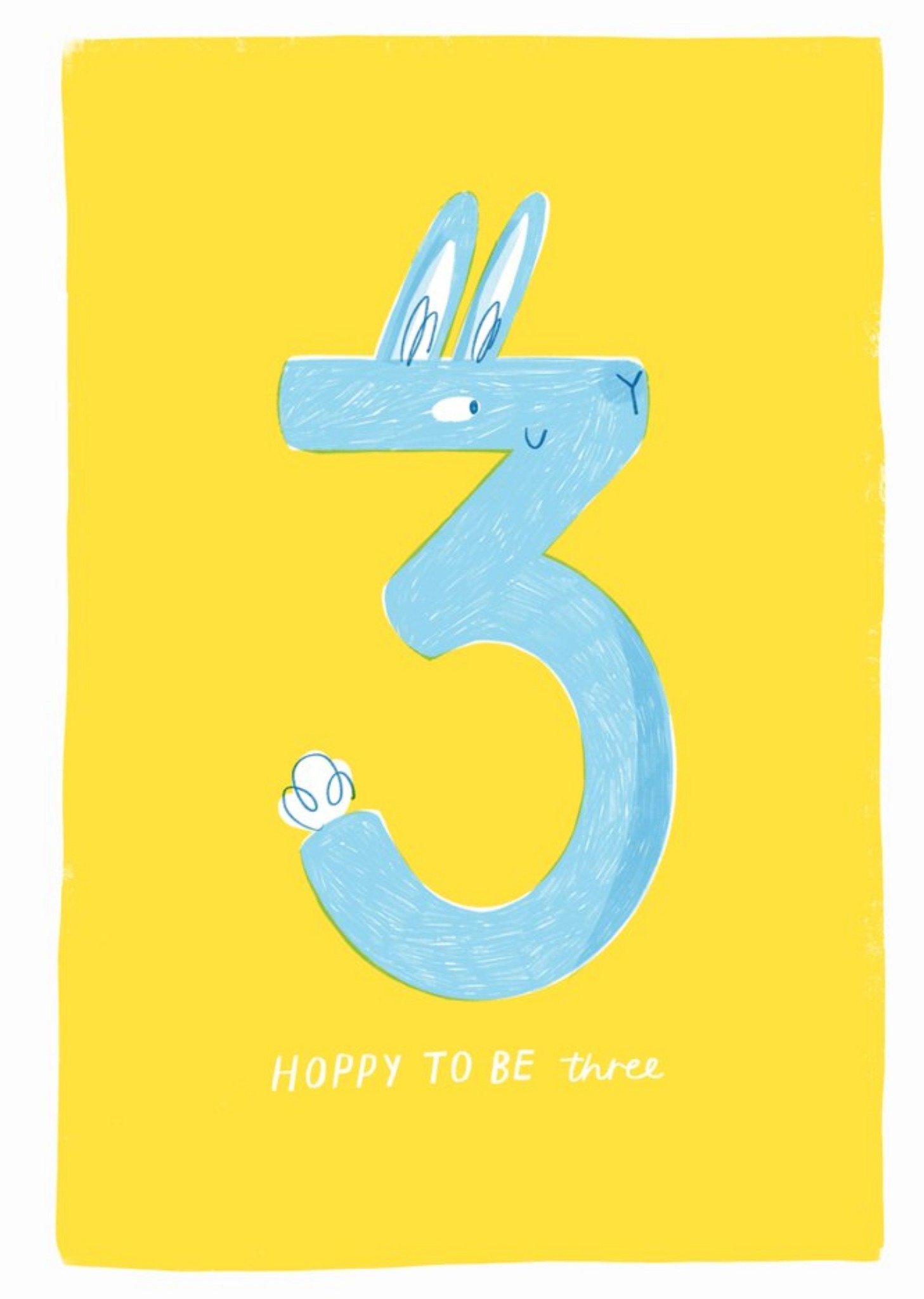 Moonpig Jess Rose Illustration Cute Rabbit Hoppy To Be Three Baby Third Card, Large