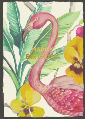Illustrated Swan Happy Birthday Birthday Card