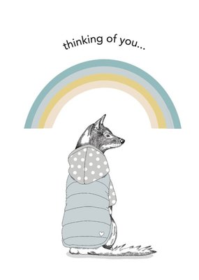 Dotty Dog Art Illustrated Dog Rainbow Thinking of You Card