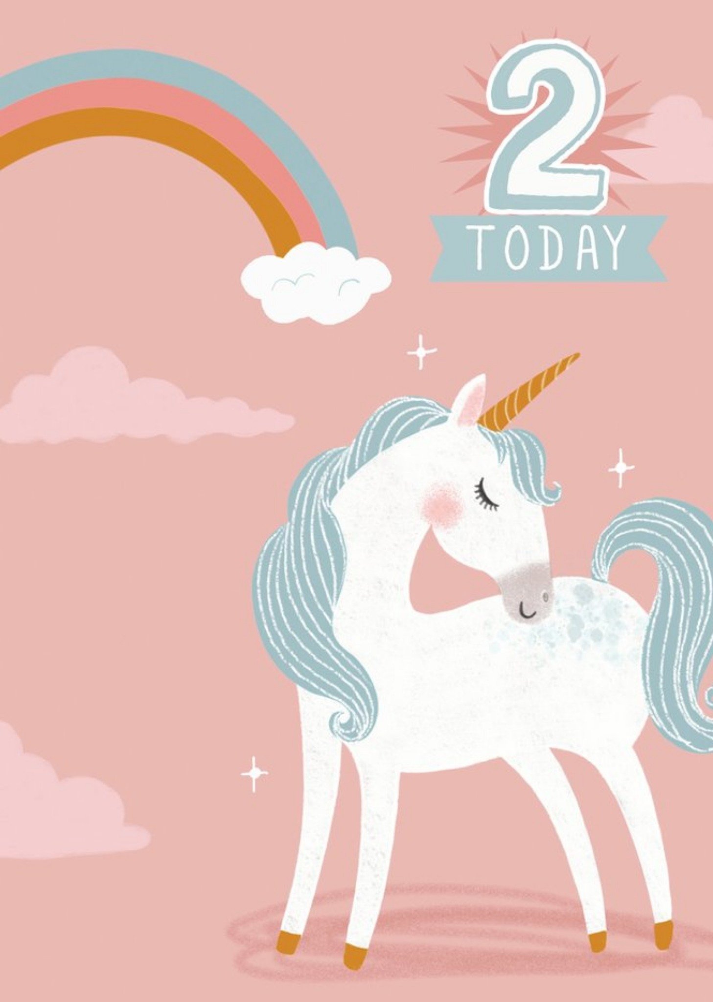 Moonpig Unicorn 2nd Birthday Card Ecard
