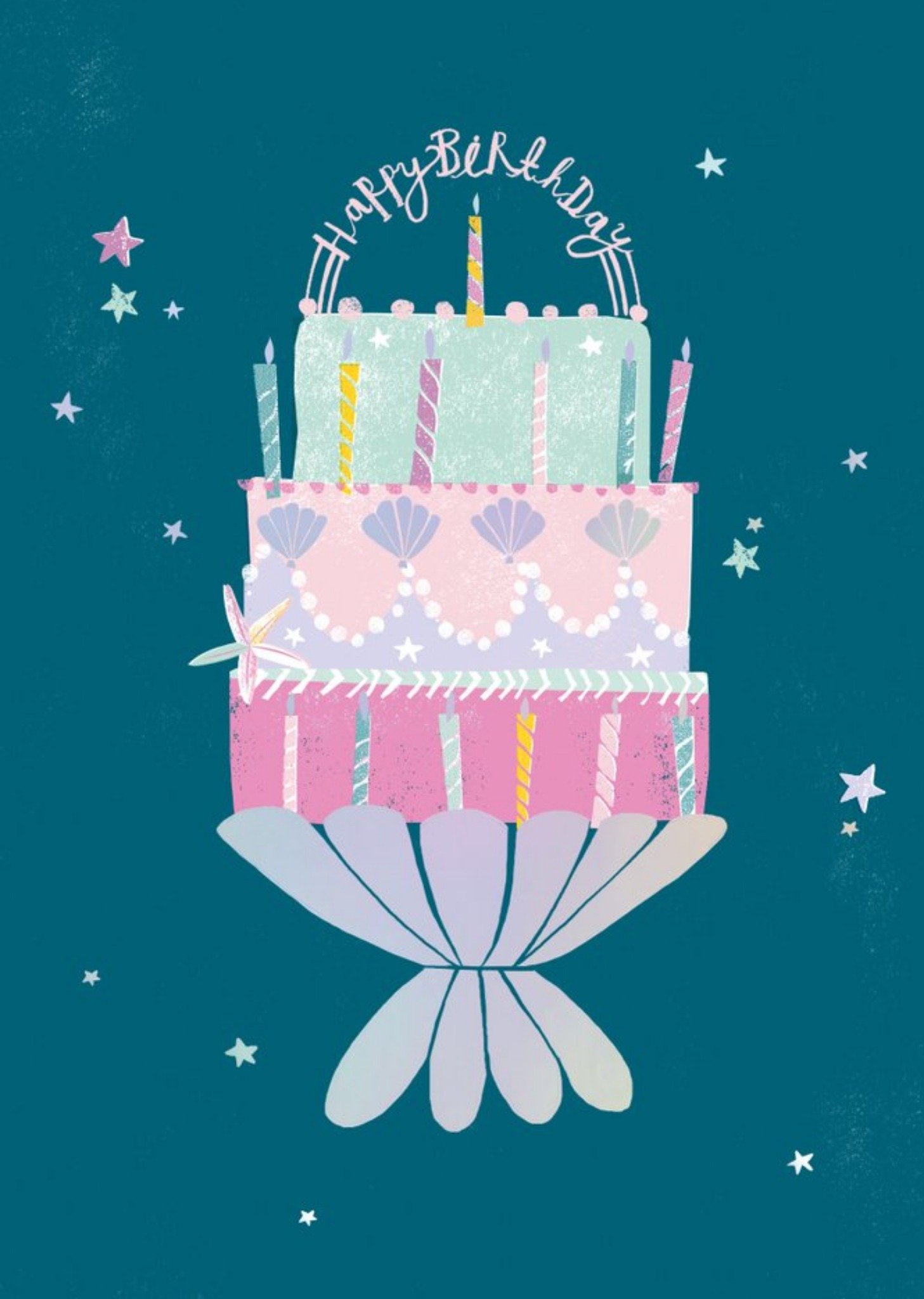Moonpig Mermaid Cake Birthday Card, Large