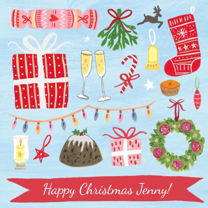 Personalised Hand Drawn Christmas Greetings Card