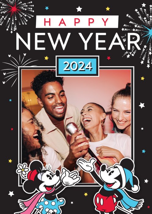 Disney Mickey And Minnie Mouse Photo Upload New Year Card