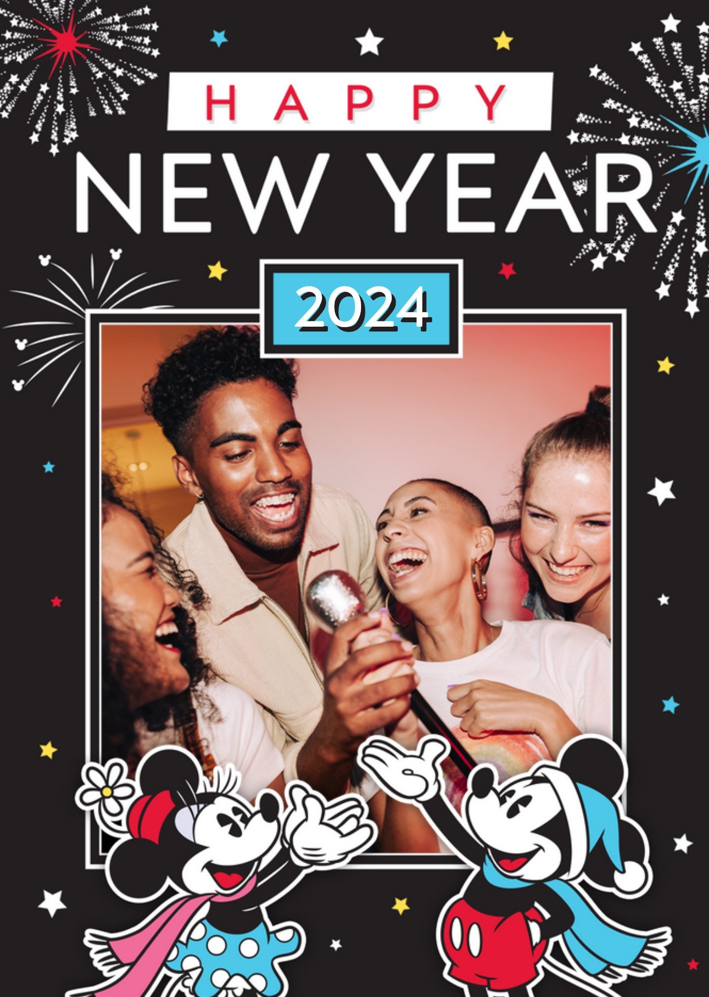 Disney Mickey And Minnie Mouse Photo Upload New Year Card, Large