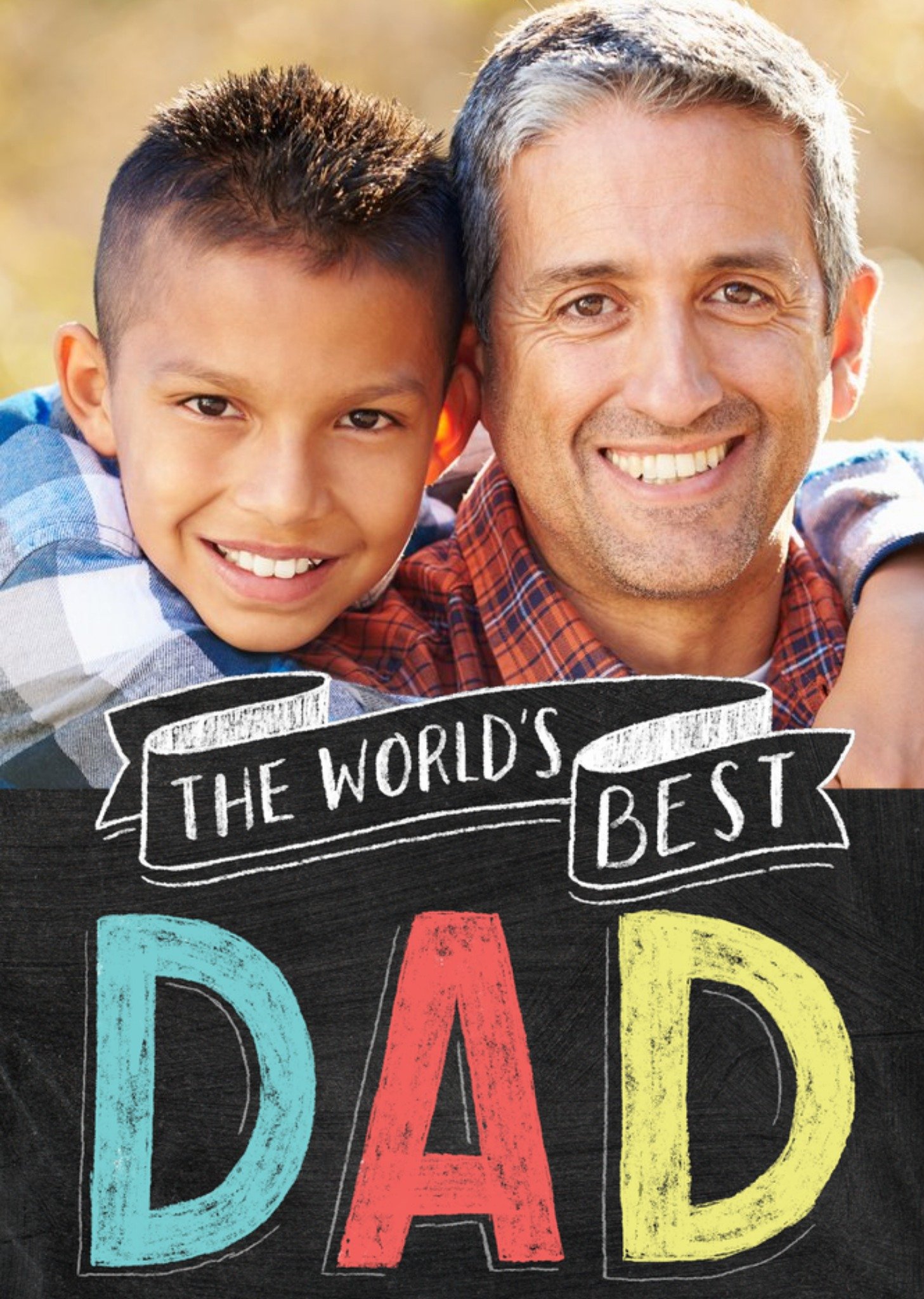 Colourful Chalk On Board World's Best Dad Fathers Day Photo Card Ecard