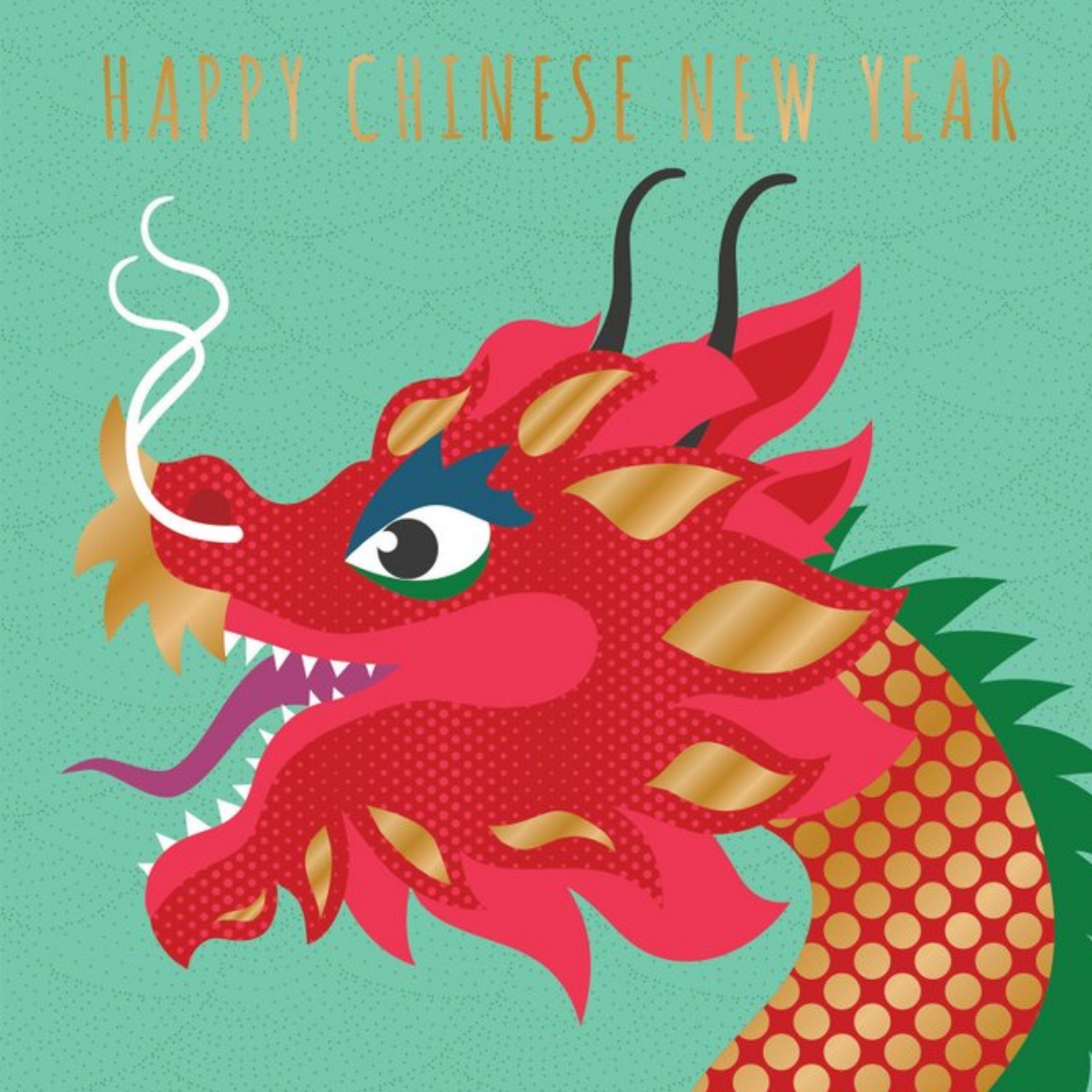 Dragon Illustration Chinese New Year Card, Square