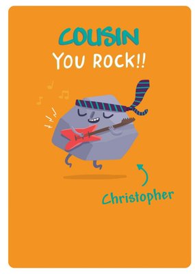 Cousin You Rock Funny Cartoon Birthday Card
